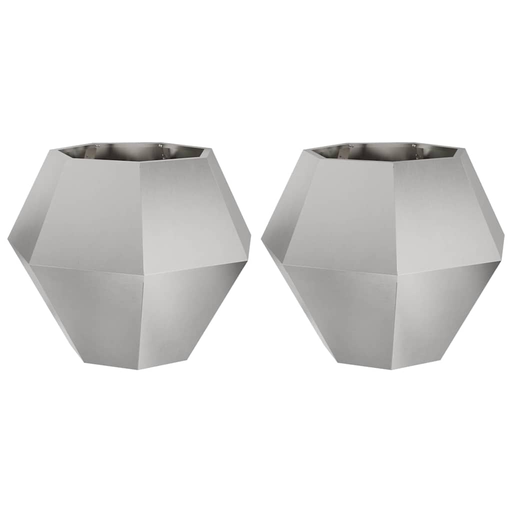 Fioriera 2 pcs Argento 75 x 75 x 60 cm Acciaio inossidabile