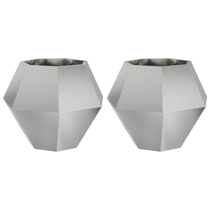 Fioriera 2 pcs Argento 75 x 75 x 60 cm Acciaio inossidabile
