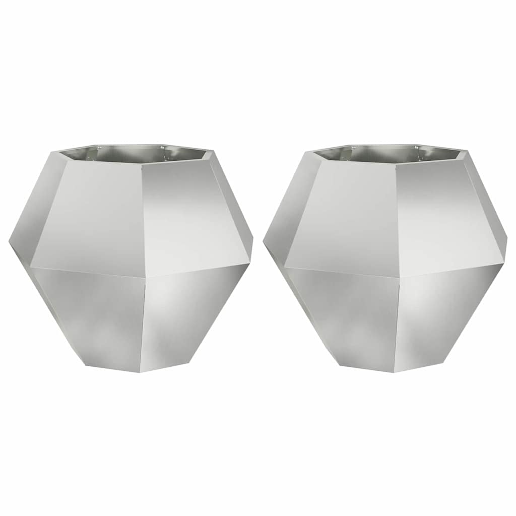 Fioriera 2 pcs Argento 75 x 75 x 60 cm Acciaio zincato | homemem39