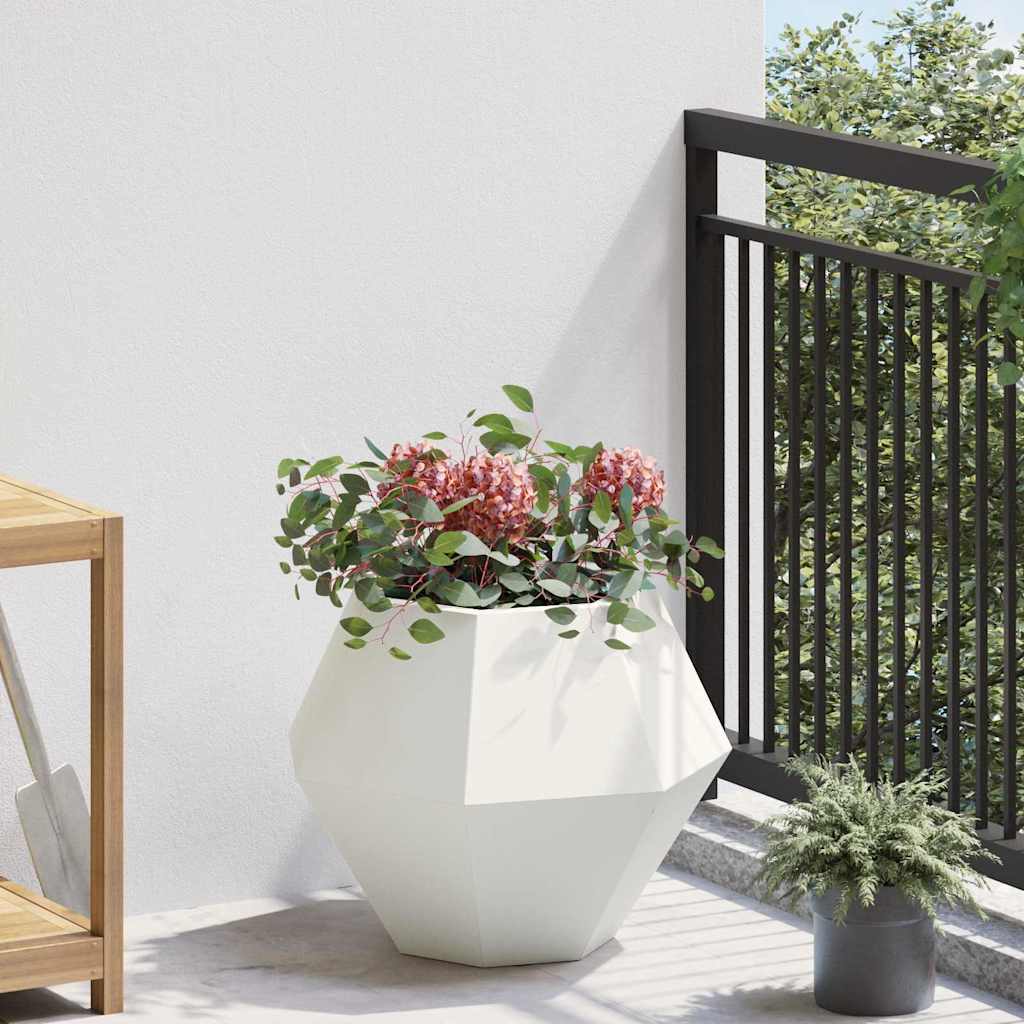 Fioriera 2 pcs Bianco 50 x 50 x 40 cm Acciaio | homemem39