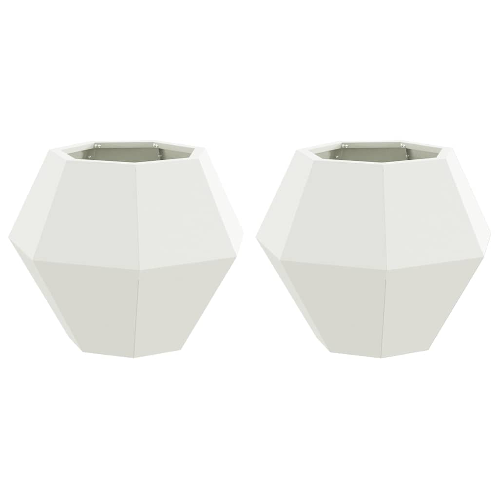 Fioriera 2 pcs Bianco 50 x 50 x 40 cm Acciaio | homemem39
