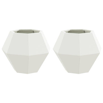 Fioriera 2 pcs Bianco 50 x 50 x 40 cm Acciaio | homemem39