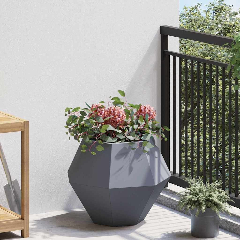 Fioriera 2 pcs Antracite 50 x 50 x 40 cm Acciaio | homemem39
