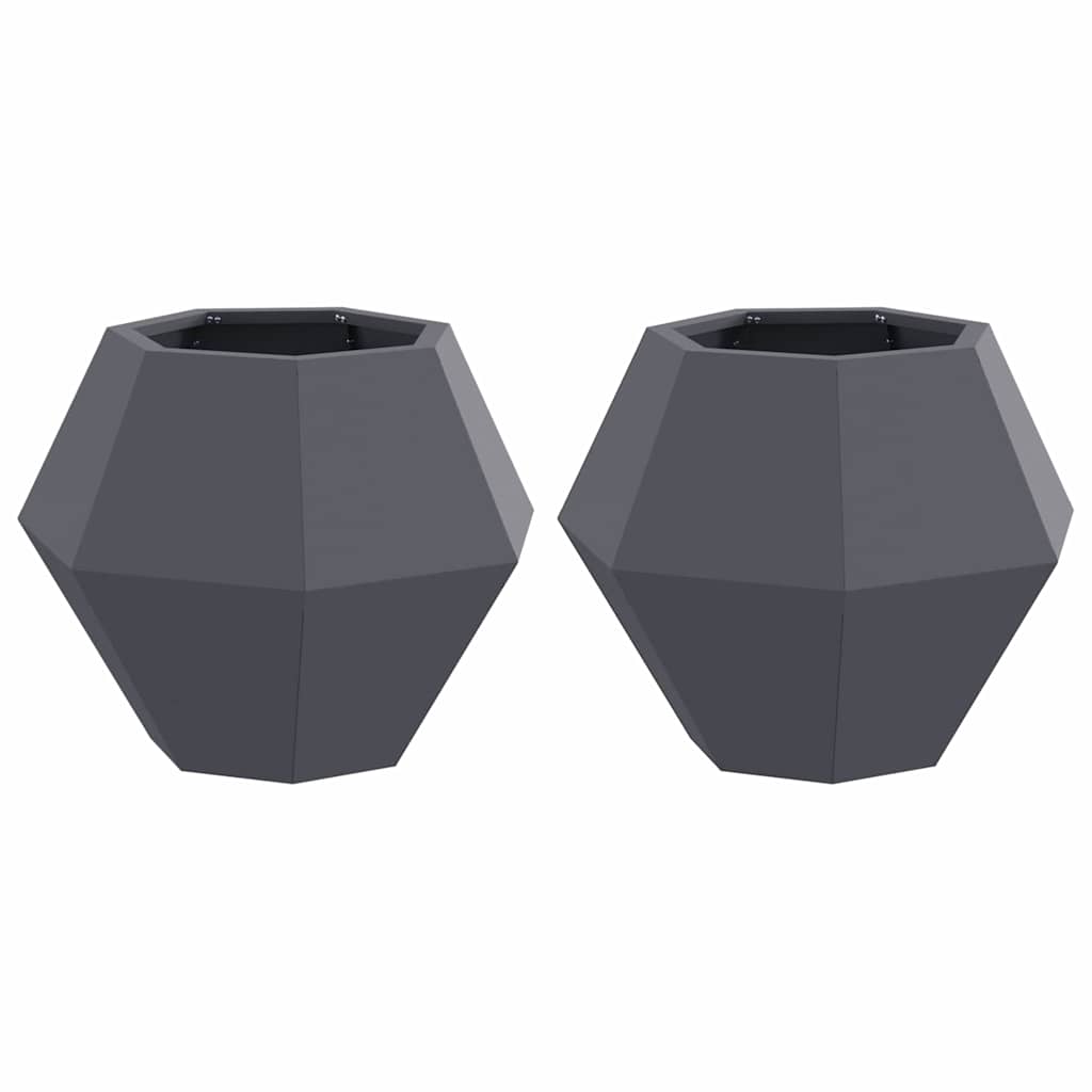 Fioriera 2 pcs Antracite 50 x 50 x 40 cm Acciaio | homemem39