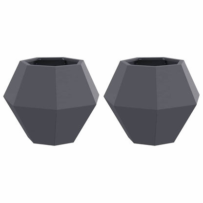 Fioriera 2 pcs Antracite 50 x 50 x 40 cm Acciaio | homemem39
