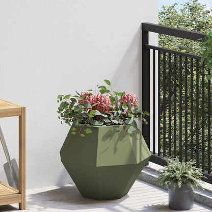 Fioriera 2 pcs Verde oliva 50 x 50 x 40 cm Acciaio | homemem39