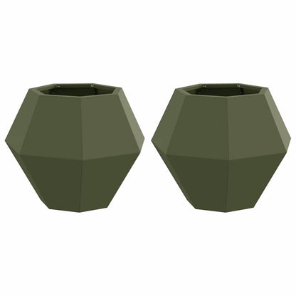 Fioriera 2 pcs Verde oliva 50 x 50 x 40 cm Acciaio | homemem39