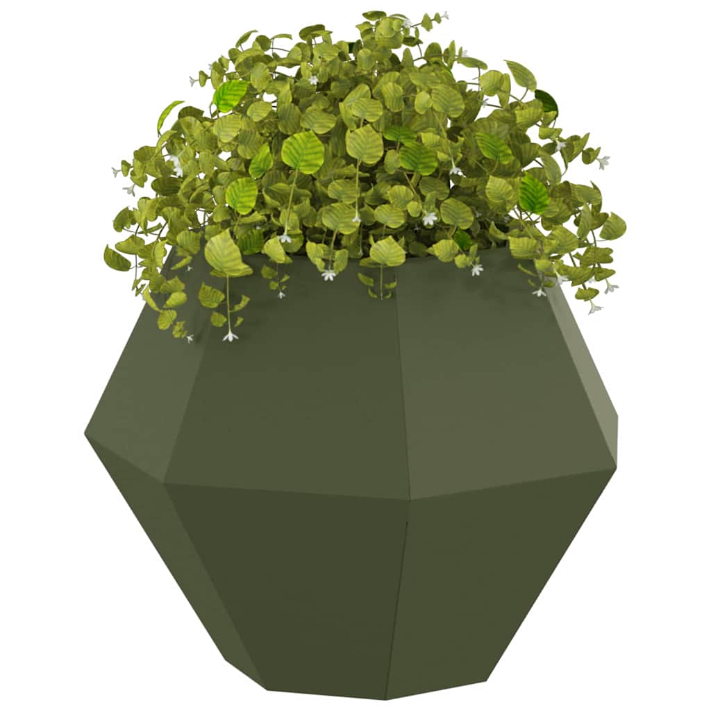 Fioriera 2 pcs Verde oliva 50 x 50 x 40 cm Acciaio | homemem39