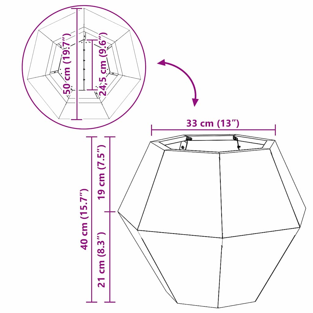 Fioriera Argento 50 x 50 x 40 cm Acciaio inossidabile
