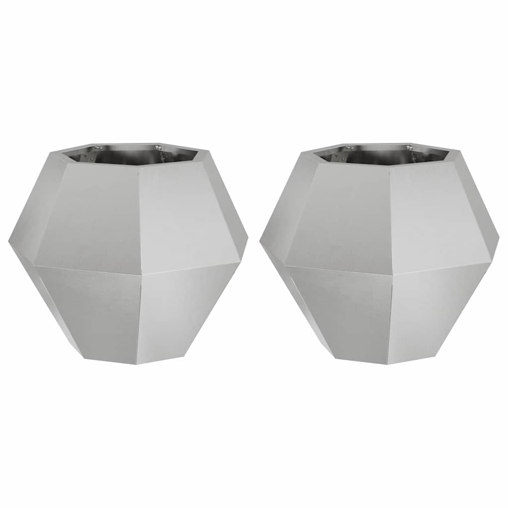 Fioriera 2 pcs Argento 50 x 50 x 40 cm Acciaio inossidabile