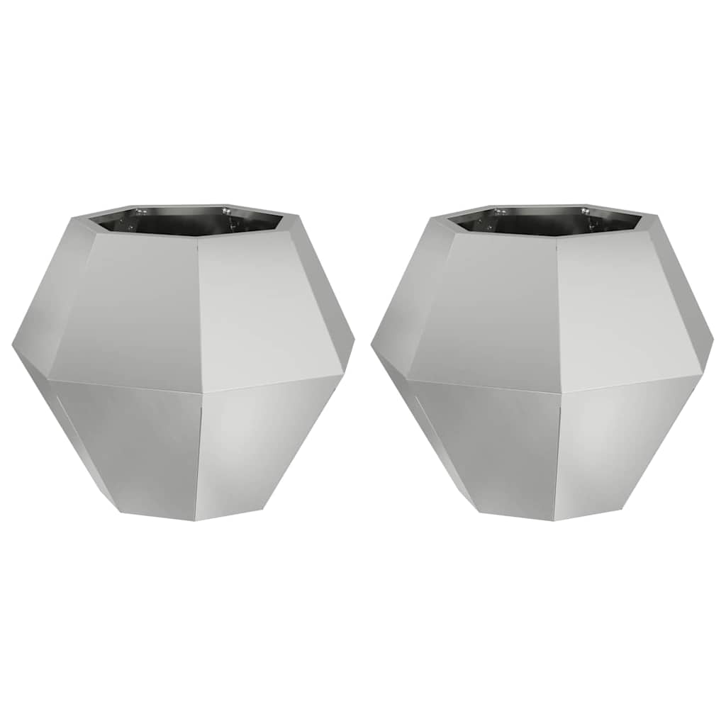 Fioriera 2 pcs Argento 50 x 50 x 40 cm Acciaio zincato | homemem39