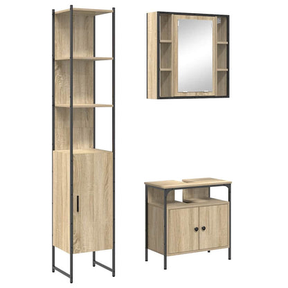 Set di mobili per il bagno con lo scaffale 3 pcs Rovere Sonoma | homemem39