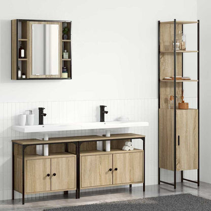Set di mobili per il bagno con lo scaffale 4 pcs Rovere Sonoma