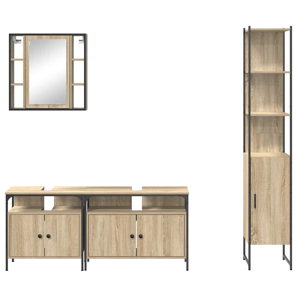 Set di mobili per il bagno con lo scaffale 4 pcs Rovere Sonoma | homemem39