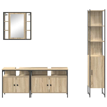 Set di mobili per il bagno con lo scaffale 4 pcs Rovere Sonoma