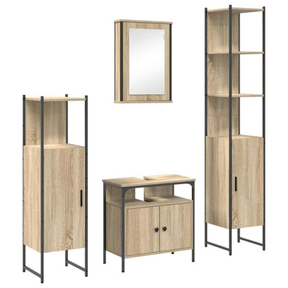 Set di mobili per il bagno con lo scaffale 4 pcs Rovere Sonoma | homemem39