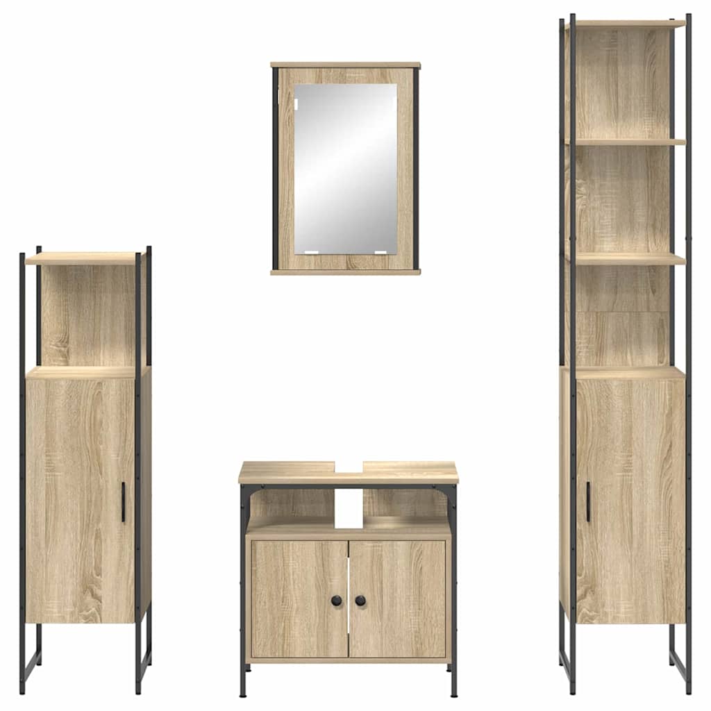 Set di mobili per il bagno con lo scaffale 4 pcs Rovere Sonoma | homemem39