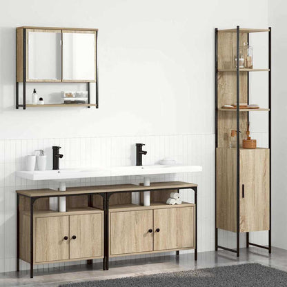 Set di mobili per il bagno con lo scaffale 4 pcs Rovere Sonoma