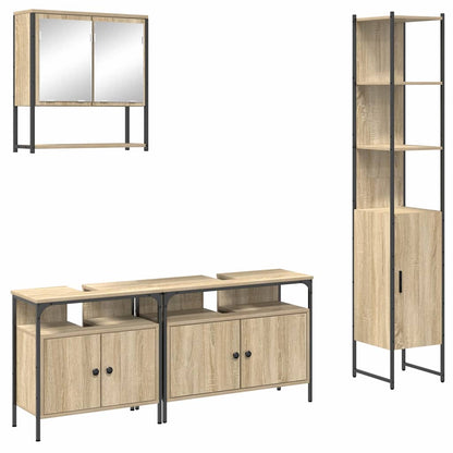 Set di mobili per il bagno con lo scaffale 4 pcs Rovere Sonoma | homemem39