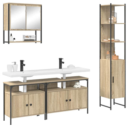 Set di mobili per il bagno con lo scaffale 4 pcs Rovere Sonoma | homemem39