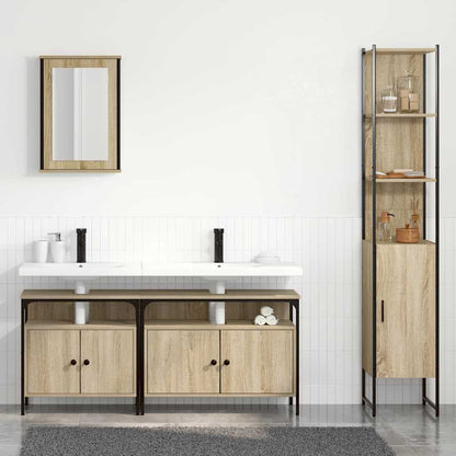 Set di mobili per il bagno con lo scaffale 4 pcs Rovere Sonoma | homemem39