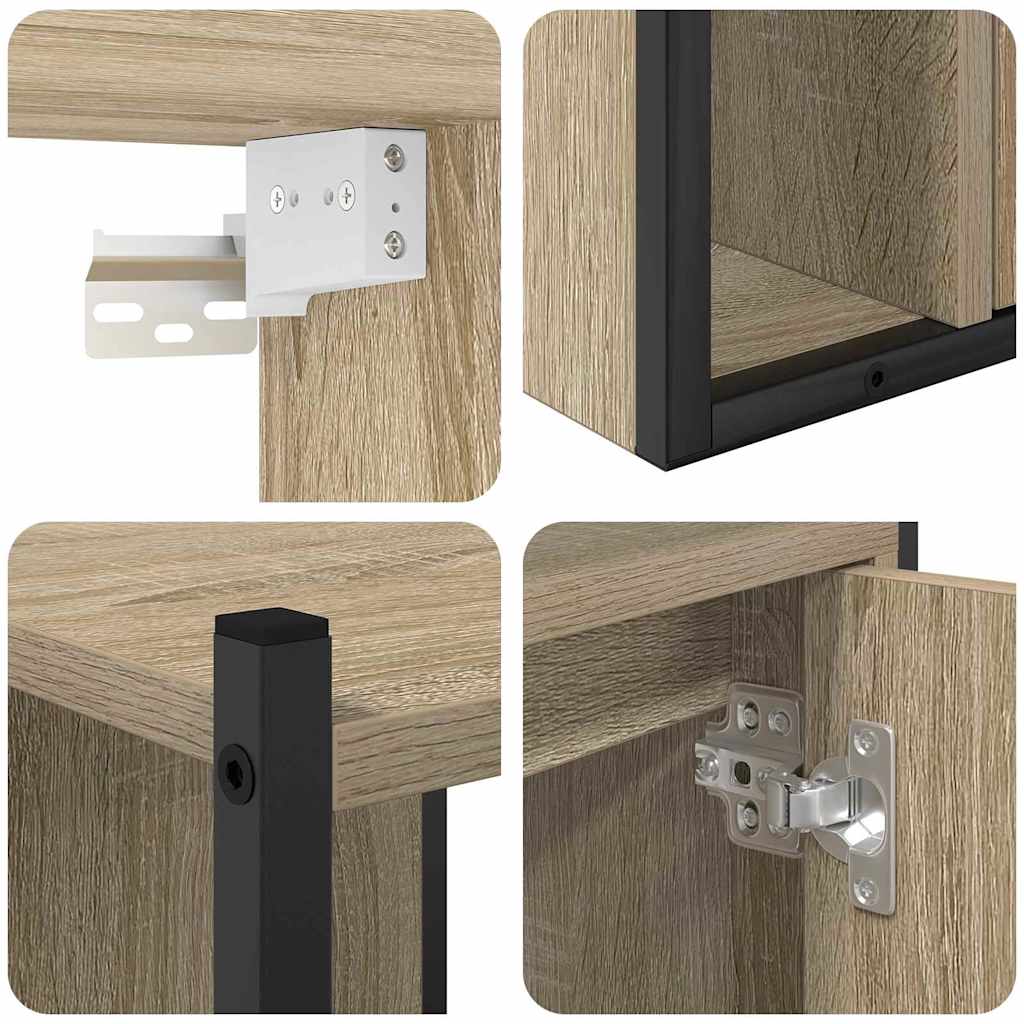 Set di mobili per il bagno con lo scaffale 4 pcs Rovere Sonoma | homemem39