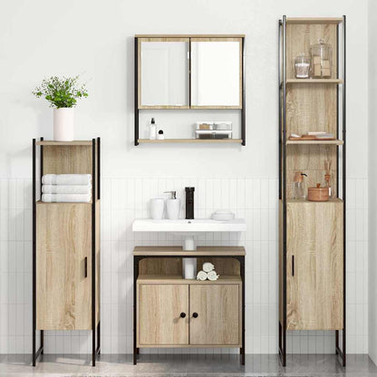 Set di mobili per il bagno con lo scaffale 4 pcs Rovere Sonoma | homemem39