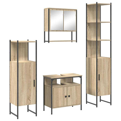 Set di mobili per il bagno con lo scaffale 4 pcs Rovere Sonoma | homemem39