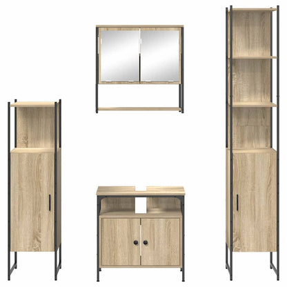 Set di mobili per il bagno con lo scaffale 4 pcs Rovere Sonoma | homemem39