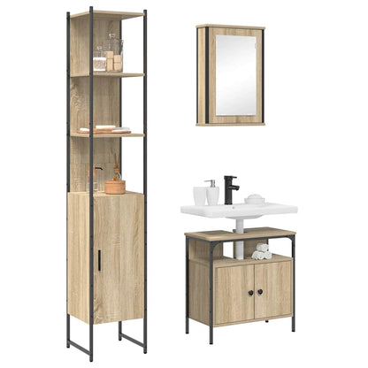 Set di mobili per il bagno con lo scaffale 3 pcs Rovere Sonoma | homemem39