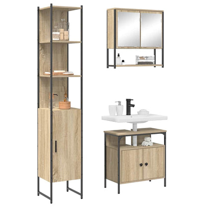 Set di mobili per il bagno con lo scaffale 3 pcs Rovere Sonoma | homemem39