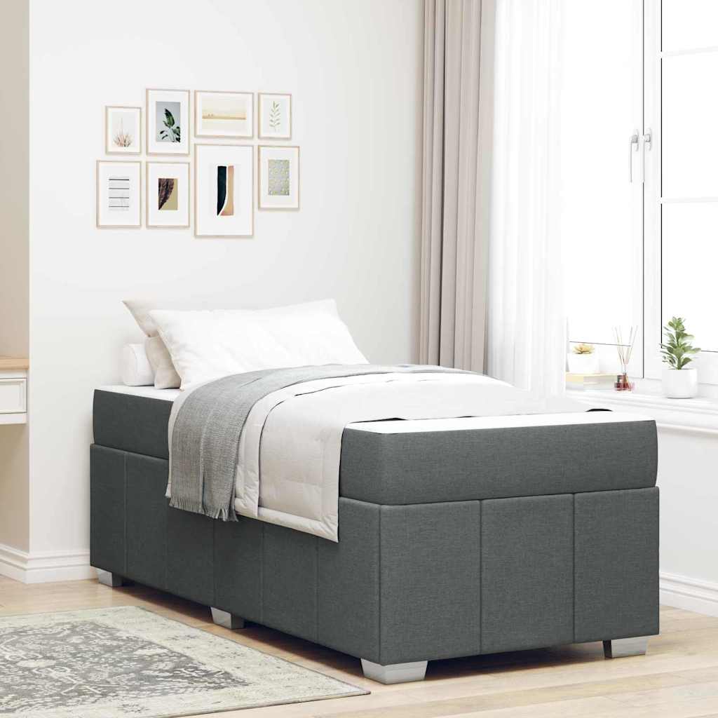Struttura del letto Grigio scuro 90 x 190 cm Tessuto | homemem39
