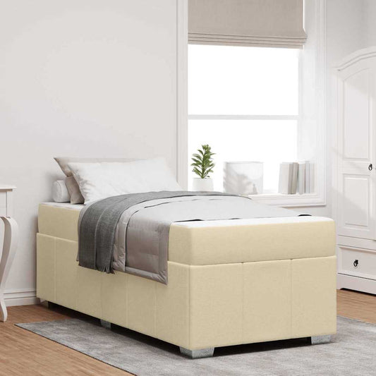 Struttura del letto con materasso Crema 90 x 190 cm Tessuto | homemem39