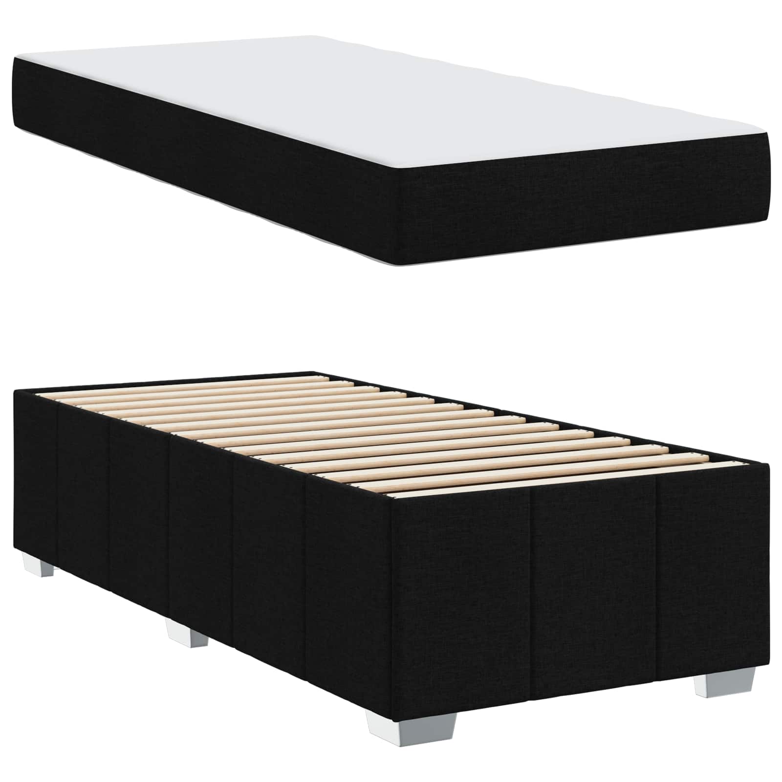 Struttura del letto con materasso Nero 100 x 200 cm Tessuto | homemem39