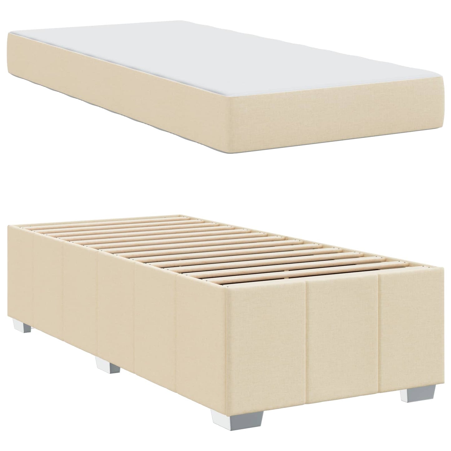 Struttura del letto con materasso Crema 100 x 200 cm Tessuto | homemem39