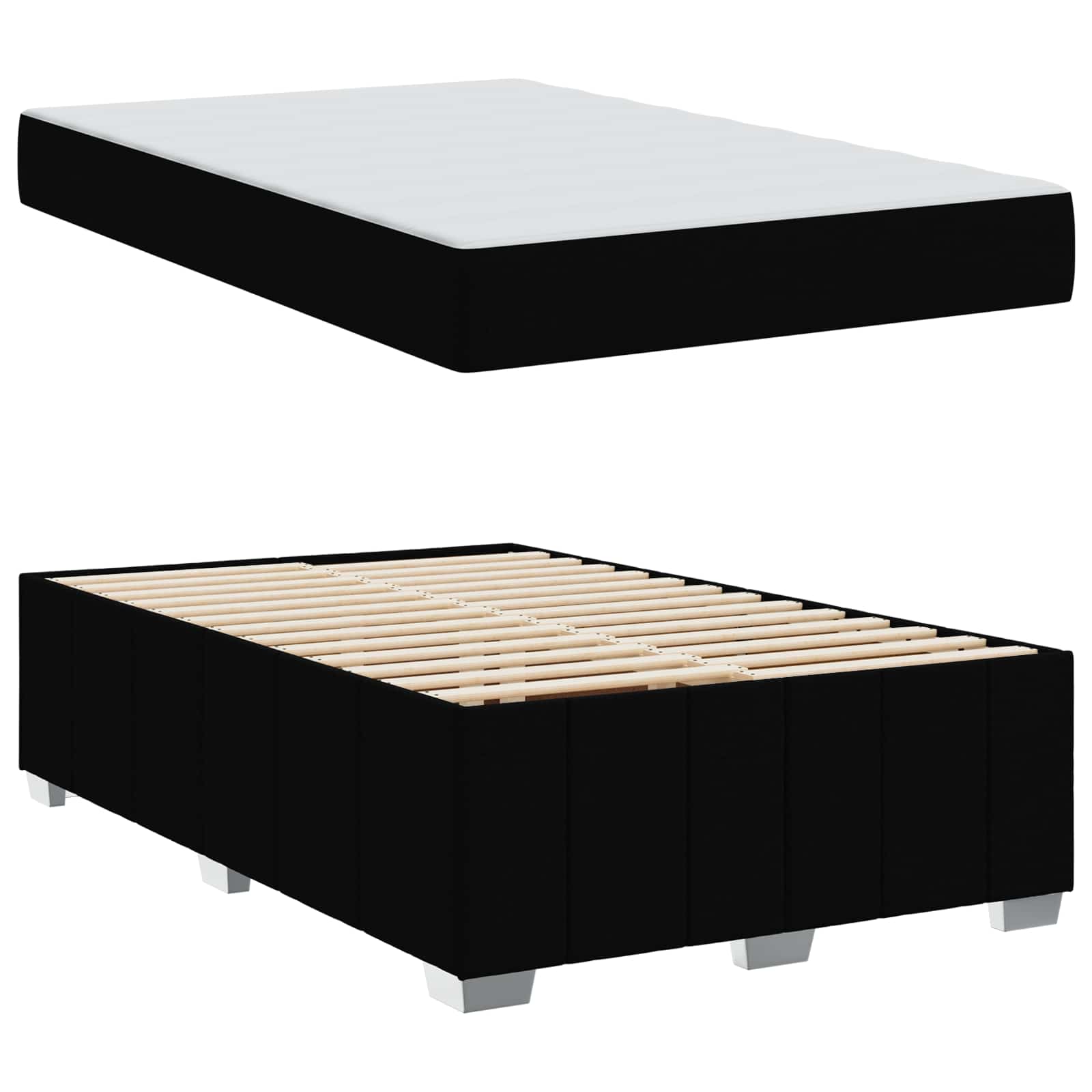 Struttura del letto con materasso Nero 120 x 200 cm Tessuto | homemem39