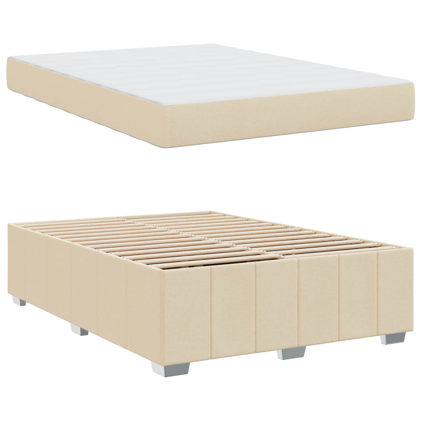Struttura del letto con materasso Crema 140 x 200 cm Tessuto