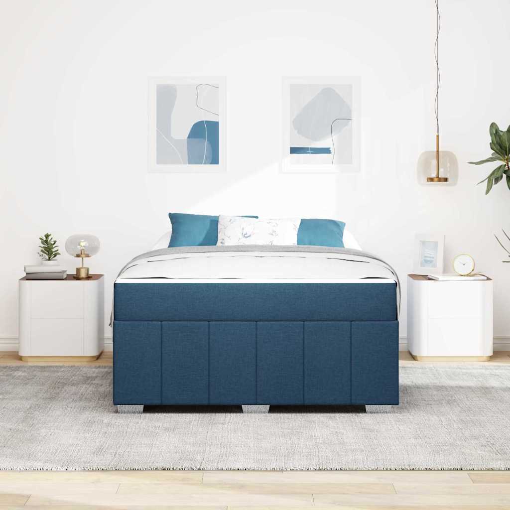 Struttura del letto con materasso Blu 160 x 200 cm Tessuto