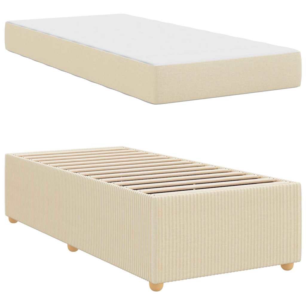 Struttura del letto con materasso Crema 80 x 200 cm Tessuto | homemem39