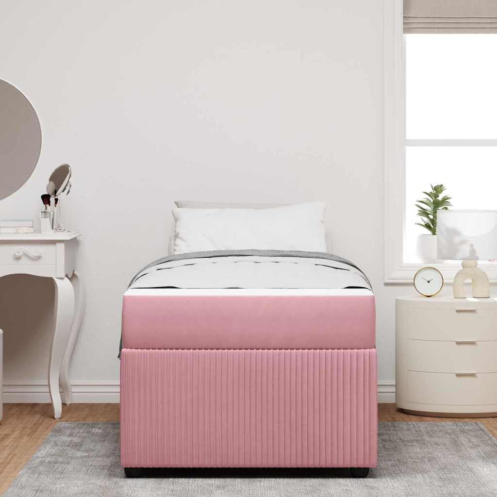 Struttura del letto con materasso Rosa 80 x 200 cm Tessuto | homemem39