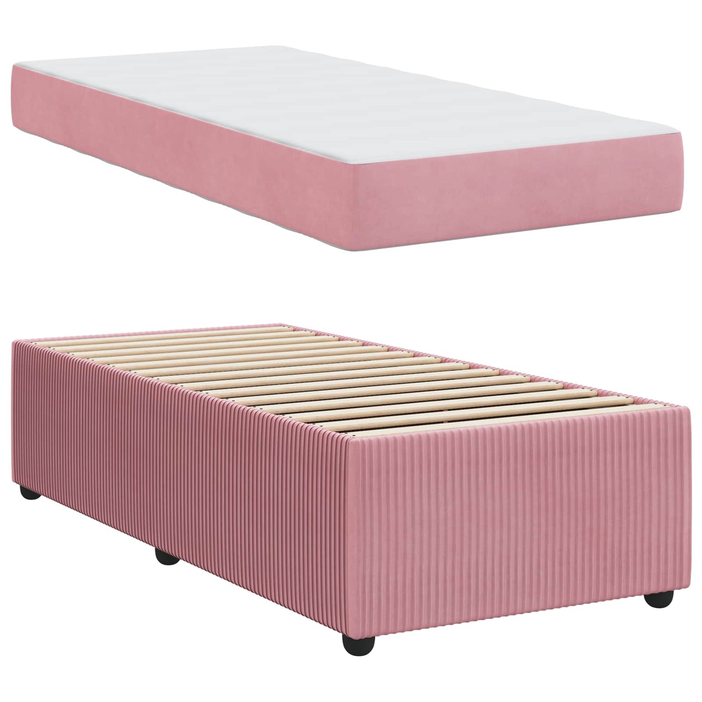 Struttura del letto con materasso Rosa 80 x 200 cm Tessuto | homemem39