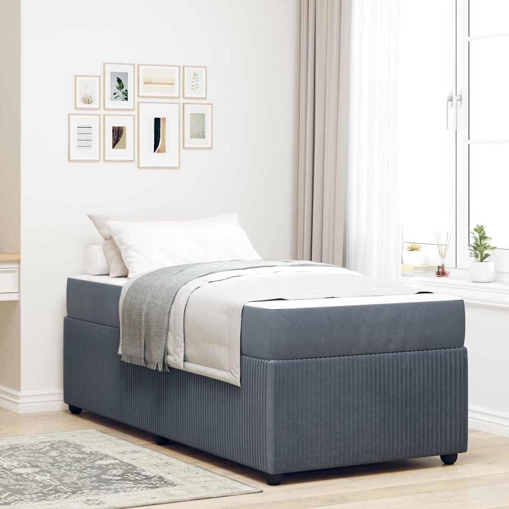 Struttura del letto Grigio scuro 90 x 190 cm Tessuto | homemem39