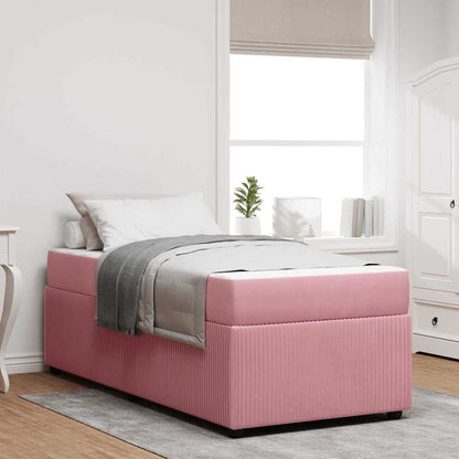 Struttura del letto con materasso Rosa 90 x 200 cm Tessuto | homemem39