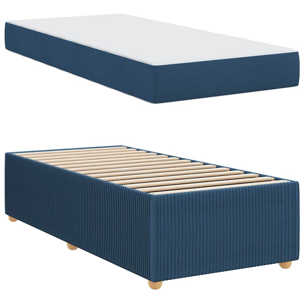 Struttura del letto con materasso Blu 100 x 200 cm Tessuto | homemem39