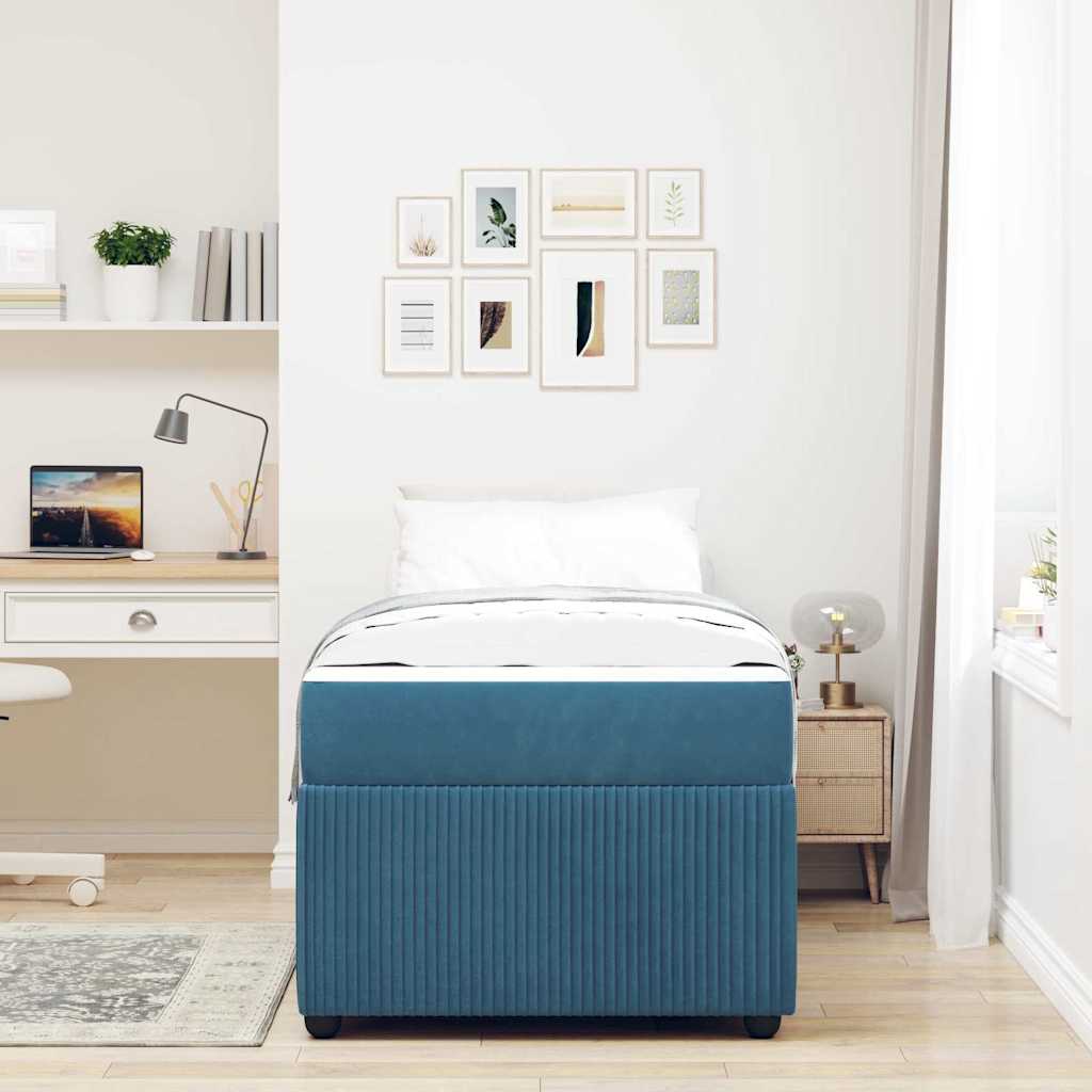 Struttura del letto con materasso Blu 100 x 200 cm Tessuto | homemem39
