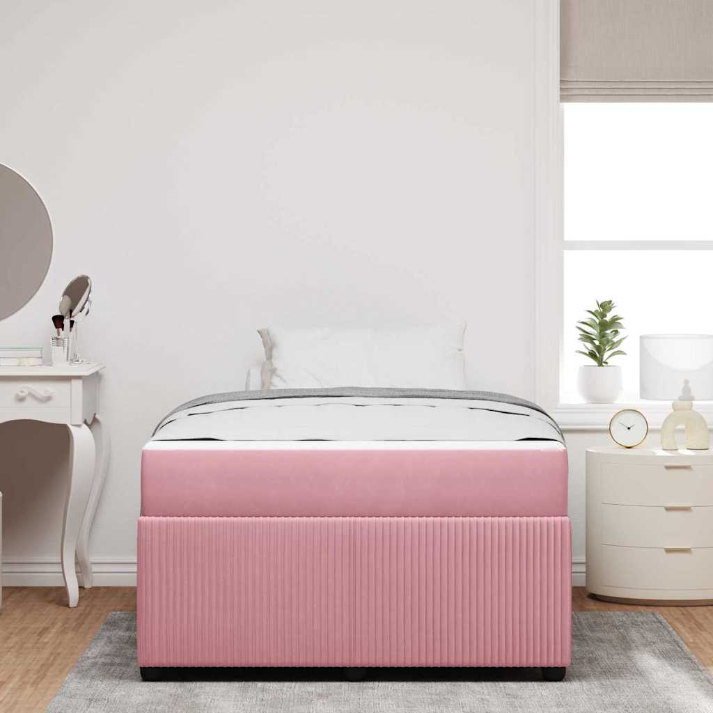 Struttura del letto con materasso Rosa 120 x 200 cm Tessuto | homemem39