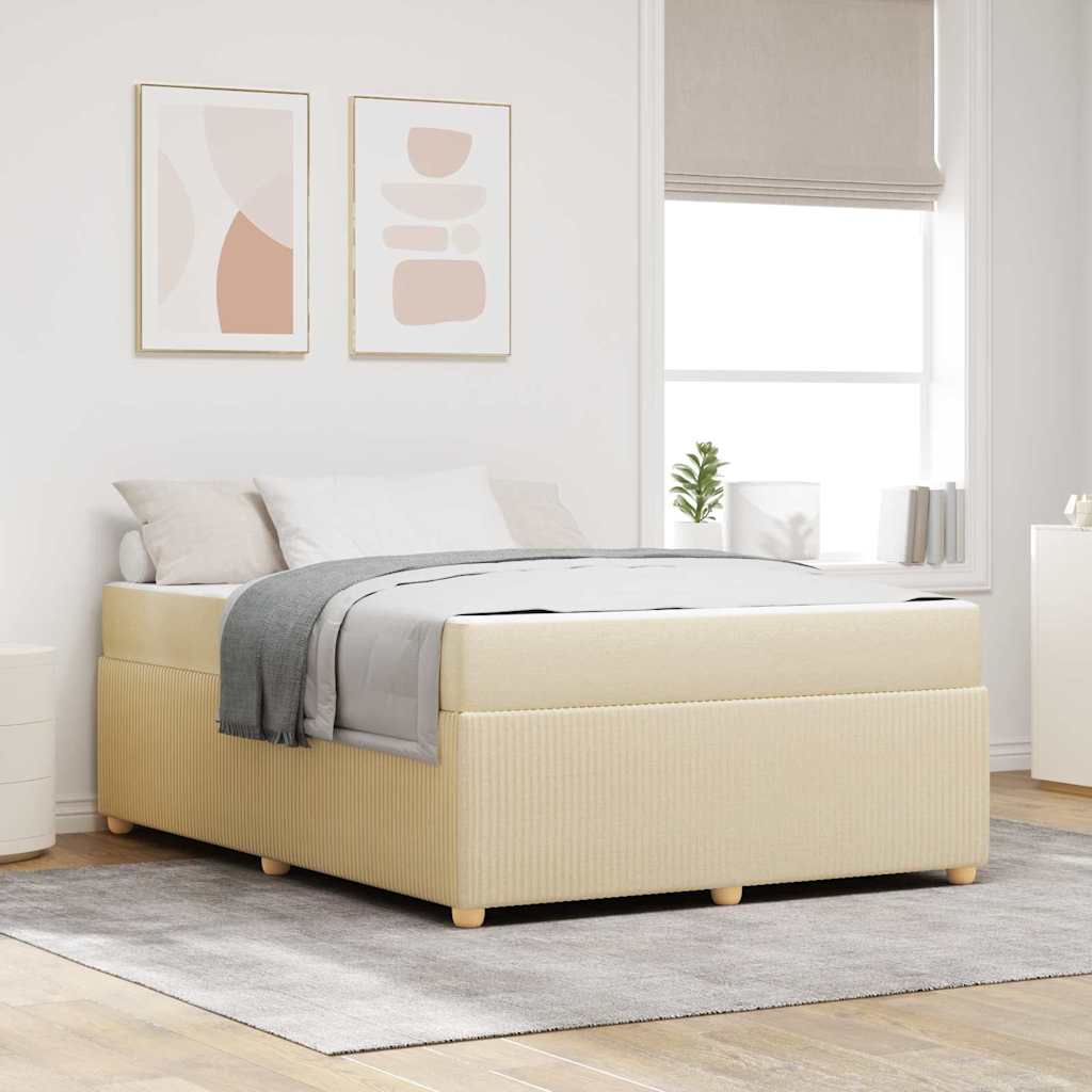 Struttura del letto con materasso Crema 140 x 200 cm Tessuto | homemem39