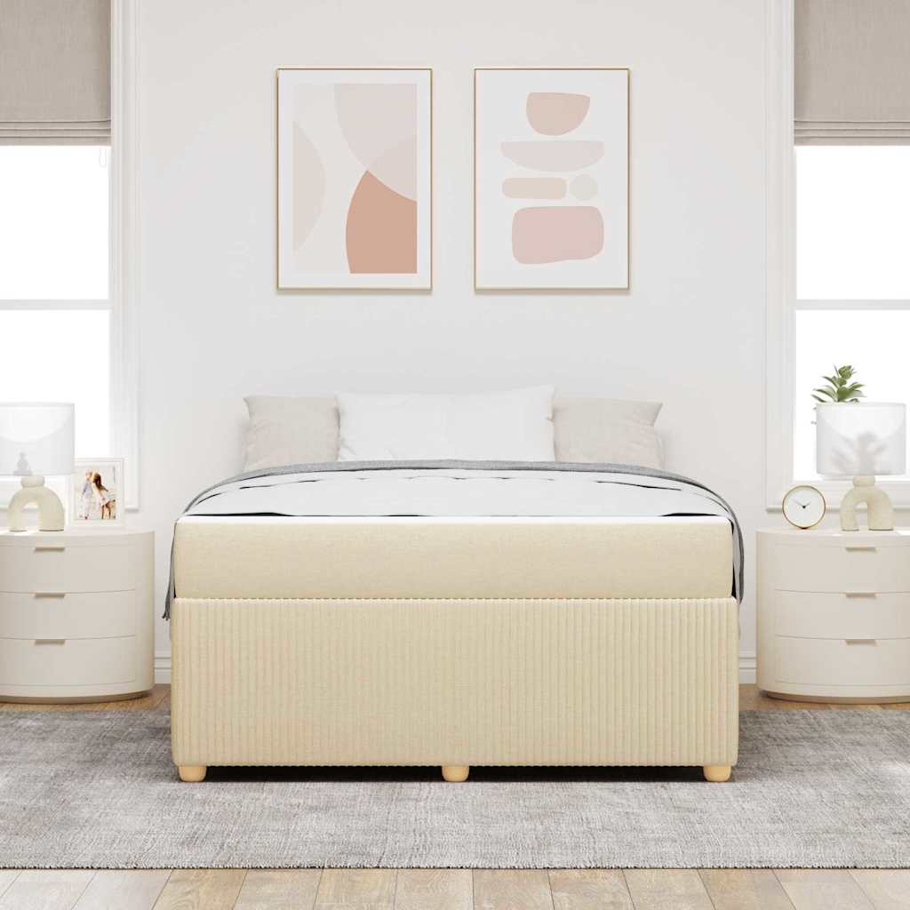 Struttura del letto con materasso Crema 140 x 200 cm Tessuto | homemem39