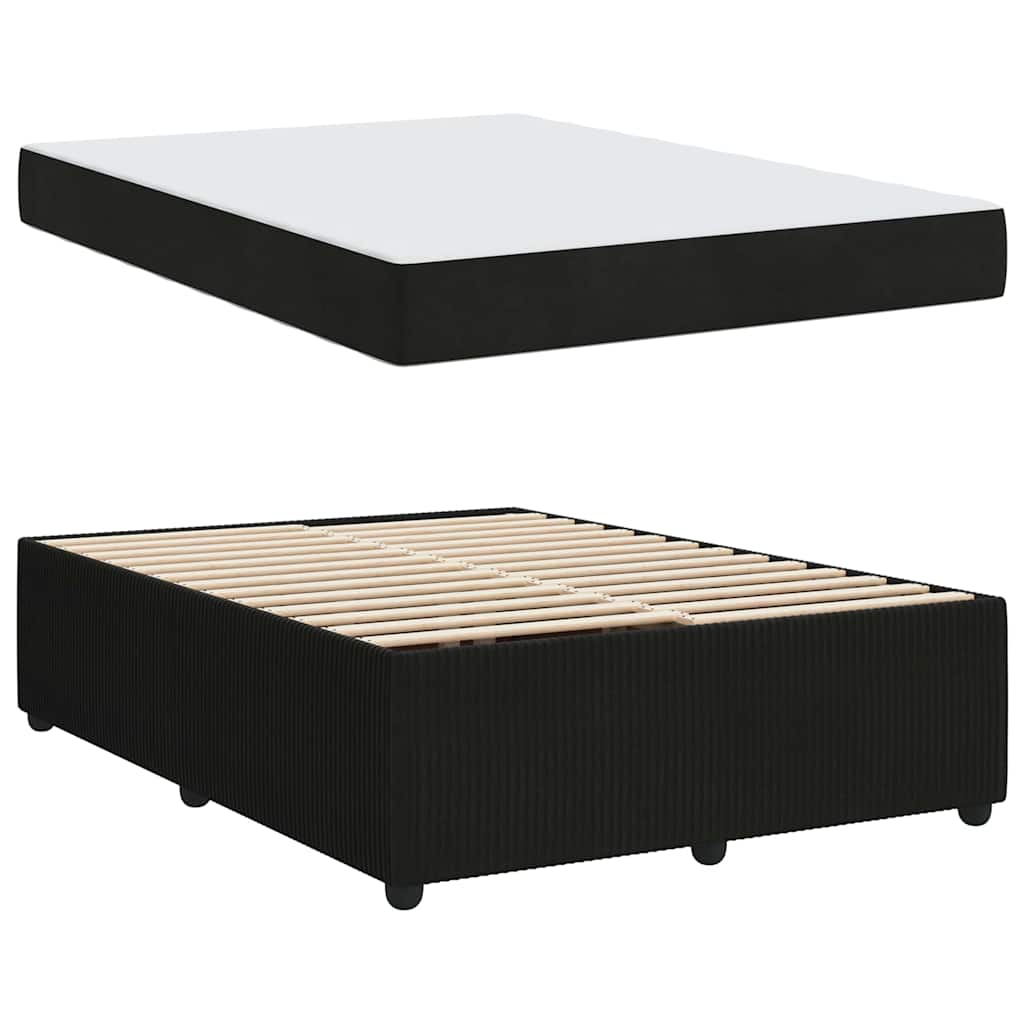 Struttura del letto con materasso Nero 140 x 200 cm Tessuto | homemem39
