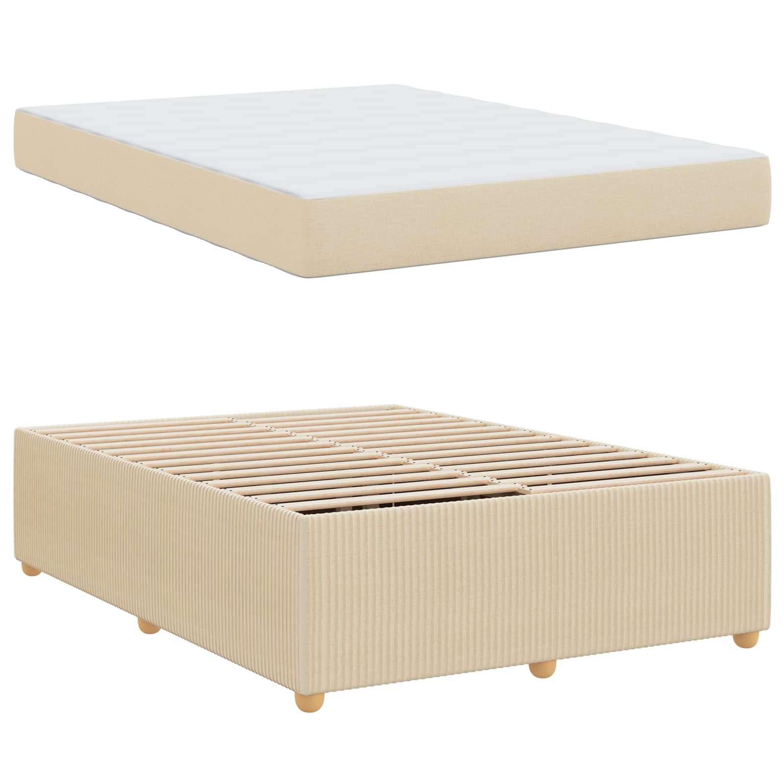 Struttura del letto con materasso Crema 160 x 200 cm Tessuto | homemem39